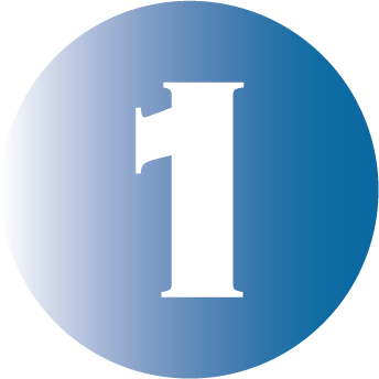 white number one icon on blue background