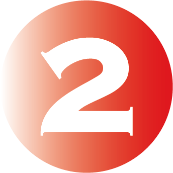 white number two icon on red background