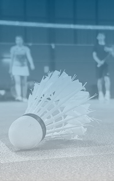 Badminton birdie on blue gradient background
